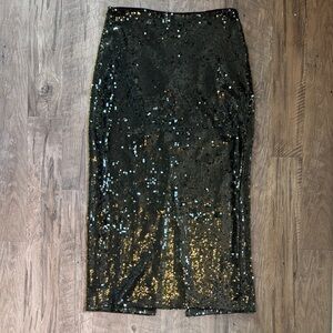 Zara Black Sequin Pencil Skirt